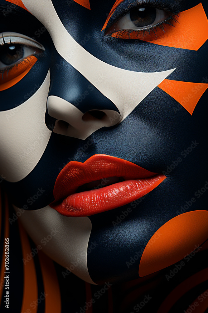 Aufkleber an abstract portrait formed with whimsical lines, capturing the essence of the subject through minim