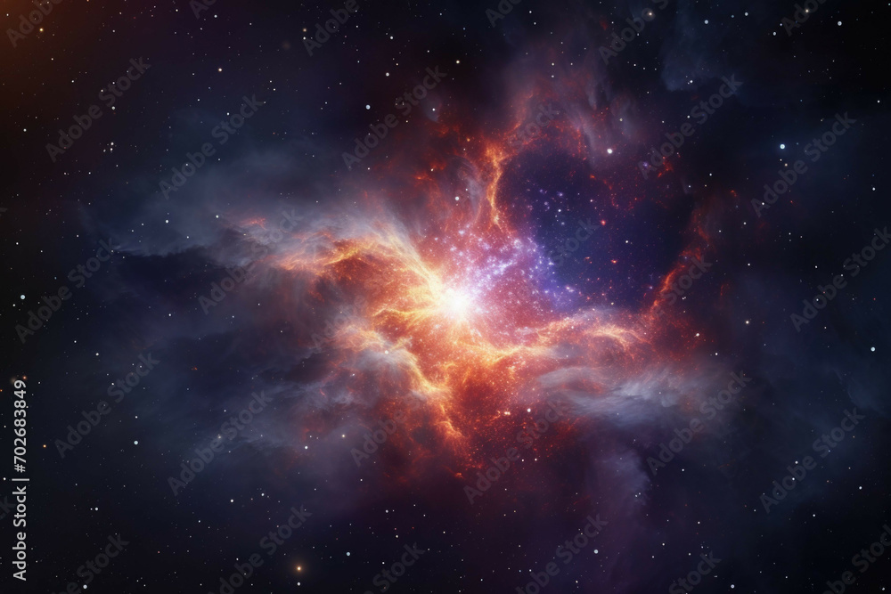 Canvas Prints a view of a distant star with a bright, colorful nebula in the background
