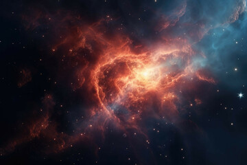 Fototapeta na wymiar A close up of a glowing nebula in deep space, showing the intricate details of its structure