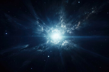 Naklejka premium A wide angle shot of a distant galaxy, with a bright star visible in the center