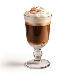 Irish Coffee Cocktail, isolated on white background