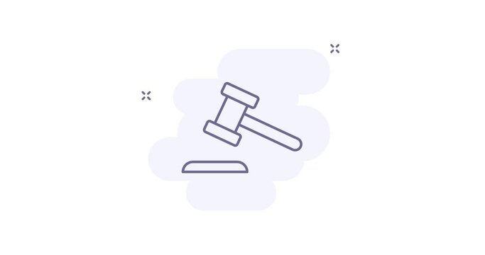 judge gavel 2d animated outline icon. judge gavel line icon 4k video motion design graphics for web, mobile and ui design.