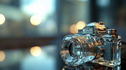 transparent photo camera made of glass