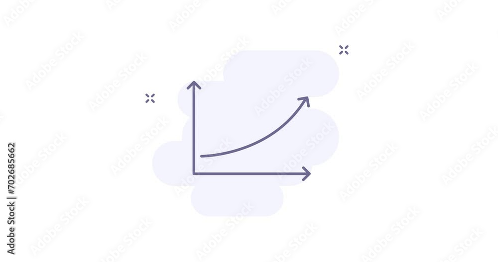 Poster growth chart 2d animated outline icon. growth chart line icon 4k video motion design graphics for we