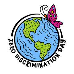 First of March. Zero discrimination day. Colorful logotype, symbol in pop art style.