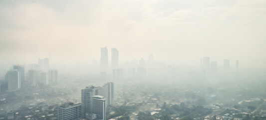 Smog city from PM 2.5 dust, Cityscape of buildings with bad weather and air pollution,Toxic haze in...