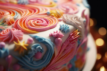 Fototapeta na wymiar A close-up of a colorful, detailed cake
