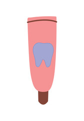 Beauty care element of colorful set. The meticulously designed tube of tooth paste stand out against the pure white canvas. Vector illustration.