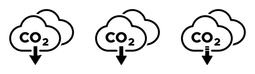 Trendy CO2 reduction flat vector graphic icons