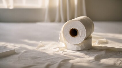 Fototapeta na wymiar toilet paper roll