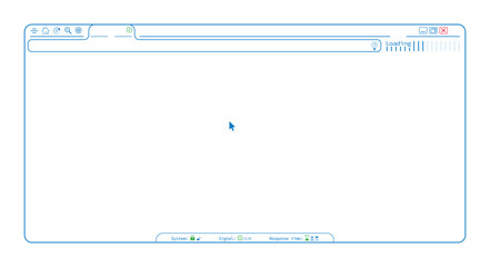 Simple editable internet browser webpage, blank website template vector design. Editable lines web browser with web icons illustration. Homepage mockup background illustration. 