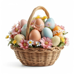 Fototapeta na wymiar Easter Basket isolated on white background