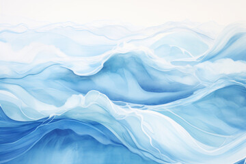 Fototapeta premium Abstract Blue and White Water Wave Watercolor Painting