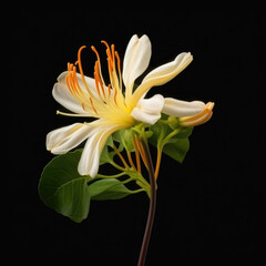 Honeysuckle Flower, isolated on white background