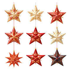 Set collection of stars, isolated on transparent background