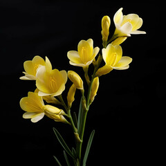 Freesia Flower, isolated on black background