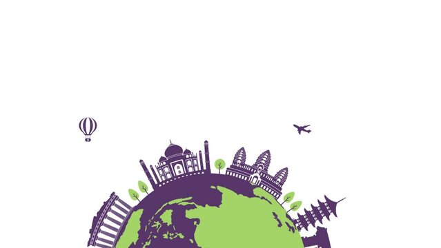 Travel, vacation, sightseeing 4K animation (World heritage and world famous buildings). mp4