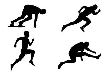 Silhouettes, Running Men Silhouettes,  Athletic, Collection, Sport Silhouette, Sprint, Run, Sprinter, Vector illustration, Lifestyle, Marathon