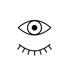 Eyes open and closed icon isolated on white background