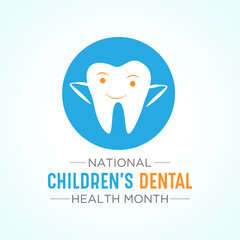 February is National Children's Dental Health Month. Protecting teeth and promoting good health, Holiday concept for banner, poster, card and background design. Vector illustration.