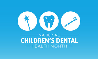 February is National Children's Dental Health Month. Protecting teeth and promoting good health, Holiday concept for banner, poster, card and background design. Vector illustration.