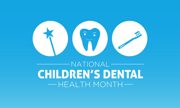February is National Children's Dental Health Month. Protecting teeth and promoting good health, Holiday concept for banner, poster, card and background design. Vector illustration.