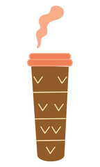 Coffee element of colorful set. This captivating illustration combines artistry and coffee, showcasing a steaming glass of java against a pristine white canvas. Vector illustration.