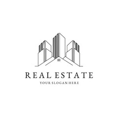 Fototapeta premium real estate architecture line art logo vector illustration design graphic