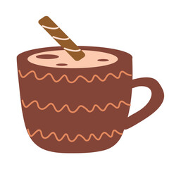 Coffee element of colorful set. This coffee-themed illustration captures the essence of a hot, aromatic brew in an elegantly designed cup. Vector illustration.