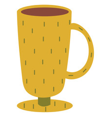 Coffee element of colorful set. A cup of steaming latte emits a captivating aroma against a clean white background, creating an attractive visual impression. Vector illustration.