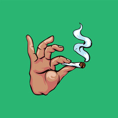 hand holding a cigarette or blunt smoking 