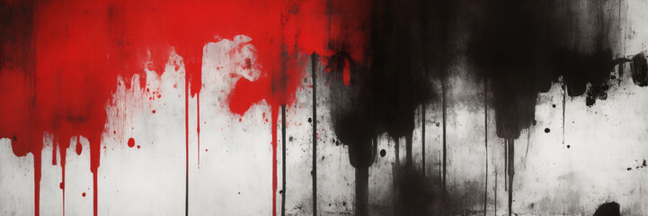 Monochrome red aquarelle painted paper textured canvas for design, vintage card, retro template. Black and red ink effect water color illustration. Abstract grunge grey shades watercolor background