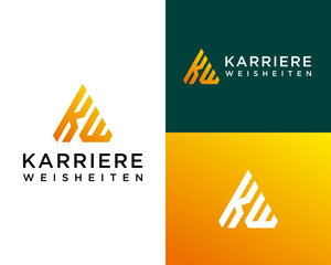 The letters KW monogram triangle bold fitness sport health logo design. - obrazy, fototapety, plakaty