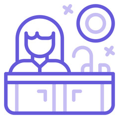 Woman Washing Dishes Icon of Housekeeping iconset.