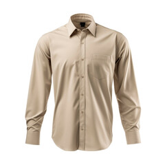 Beige Button-Down Shirt isolated on white background