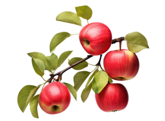 Branch of delicious red apples, cut out