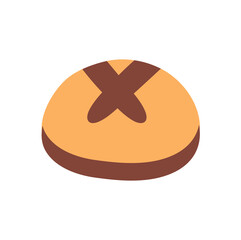 Kitchen element of colorful set. This kitchen-themed illustration boasts a mouthwatering tasty bun as its focal point, making it perfect for culinary or food-related projects. Vector illustration.