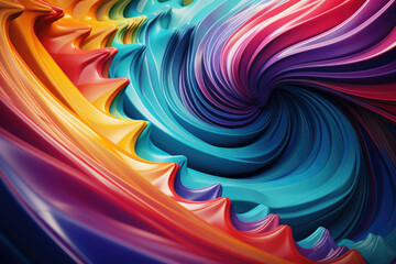Fototapeta premium A colorful, geometric background with a fluid shape composition, like a wave or a spiral, with a variety of shapes and colors that blend together seamlessly