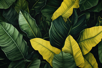 Seamless Background of Watercolor Tropical Leaves