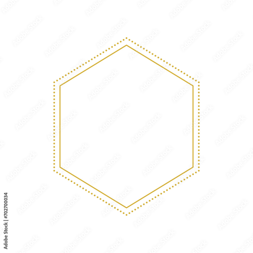Wall mural simple golden hexagon frame – minimalist golden border – decorative element design isolated on a tra