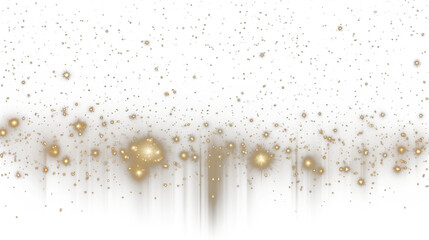 Christmas yellow shiny gold dust particles on transparent background - obrazy, fototapety, plakaty
