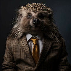 Fototapeta premium Porcupine in a suit