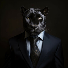 Black panther in a suit