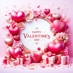 Fototapeta na wymiar Happy Valentine's Day decorative lovely banner, romantic love proposal, love decoration 14th February