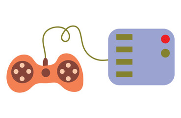 Technics electronic of colorful set. This design elegantly showcases the play station with a modern aesthetic, emphasizing the fusion of technology and design. Vector illustration.