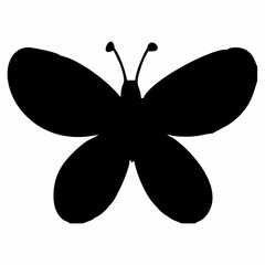 silhouette of a black flying butterfly