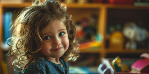 portrait of a child girl close-up Generative AI