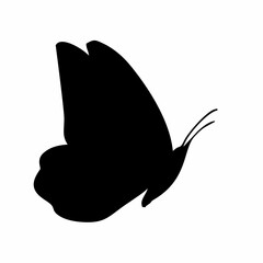 silhouette of a black flying butterfly
