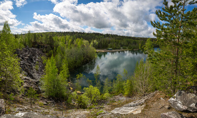 Lake in the mountain park of Ruskeala
