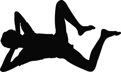 a boy lying down, body silhouette vector